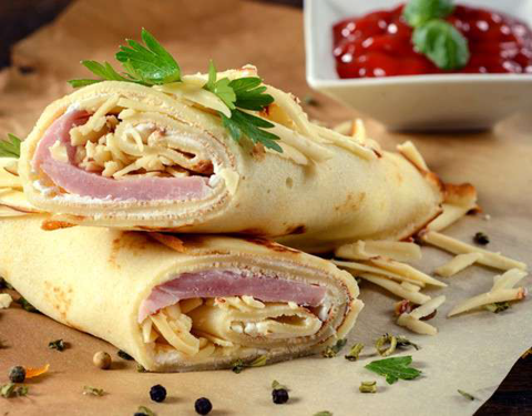 Блины с ветчиной и сыром