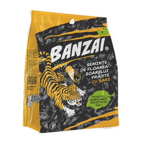 СЕМЕЧКИ ПОДСОЛНУХА ЖАРЕНЫЕ BANZAI, С СОЛЬЮ, 130 ГР