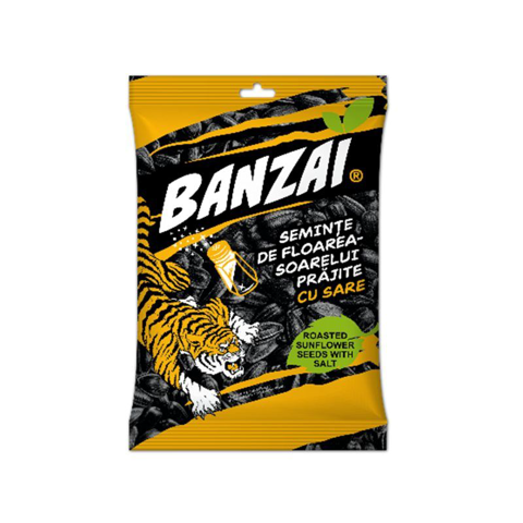 СЕМЕЧКИ ПОДСОЛНУХА ЖАРЕНЫЕ BANZAI, С СОЛЬЮ, 50 ГР